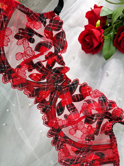 Red Tartan Flower Lingerie Set - MYSTERYBOXS
