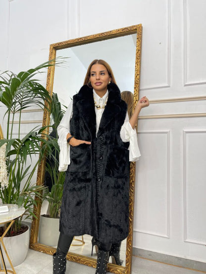 Women's fur-lined long coat