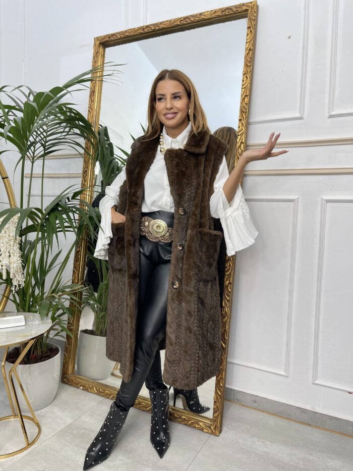 Women's fur-lined long coat