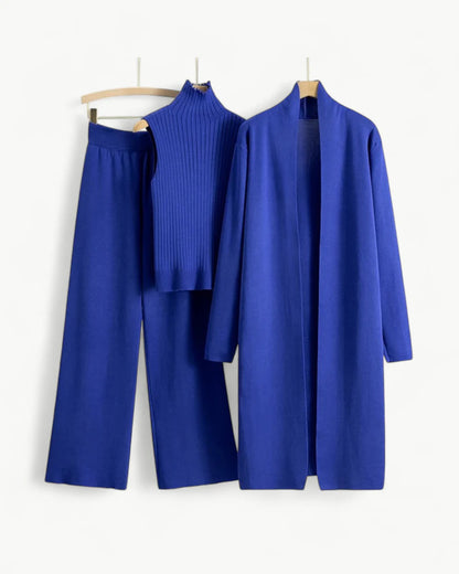 Turtle Neck Knit Tank 3-Piece Cardigan Set