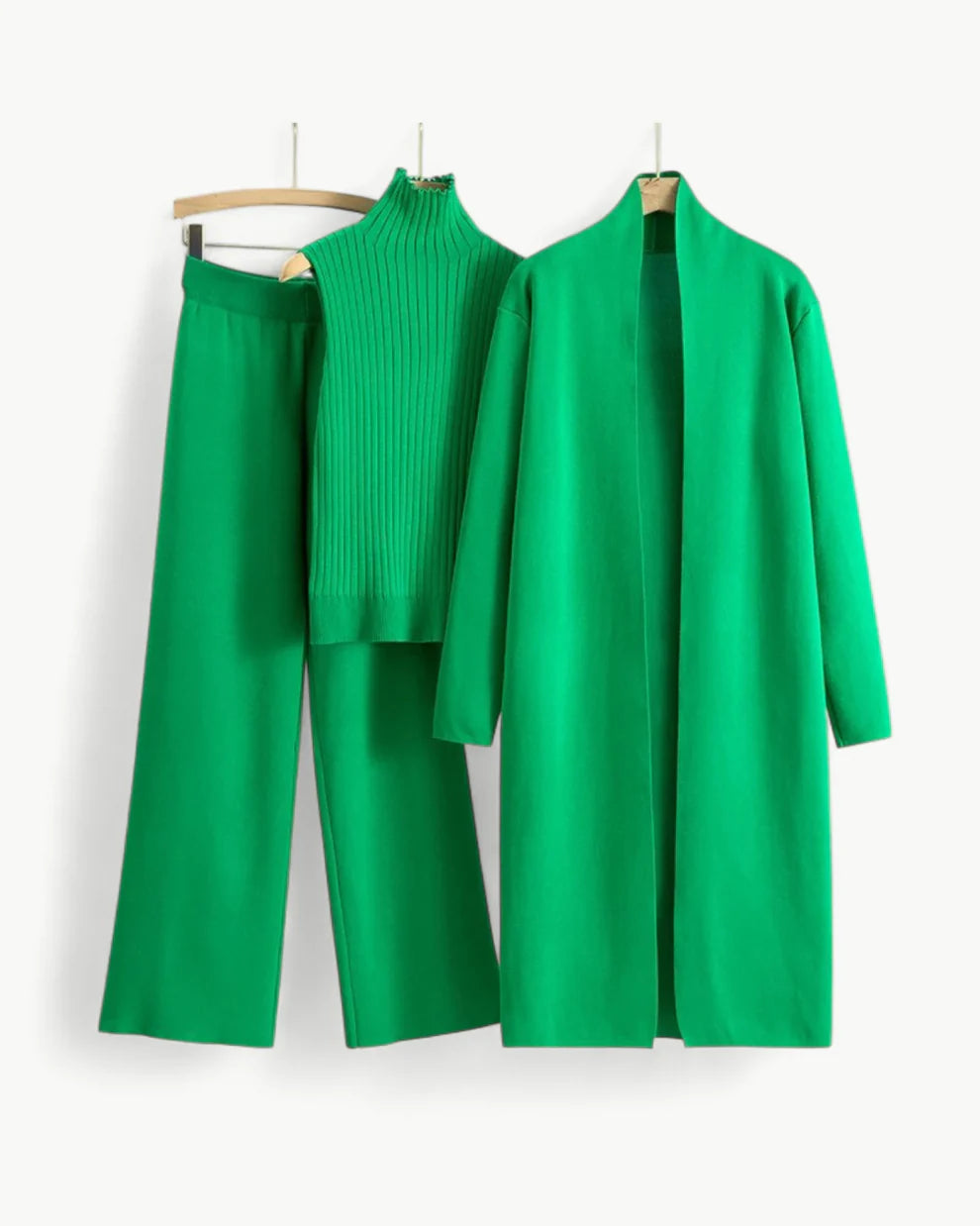 Turtle Neck Knit Tank 3-Piece Cardigan Set