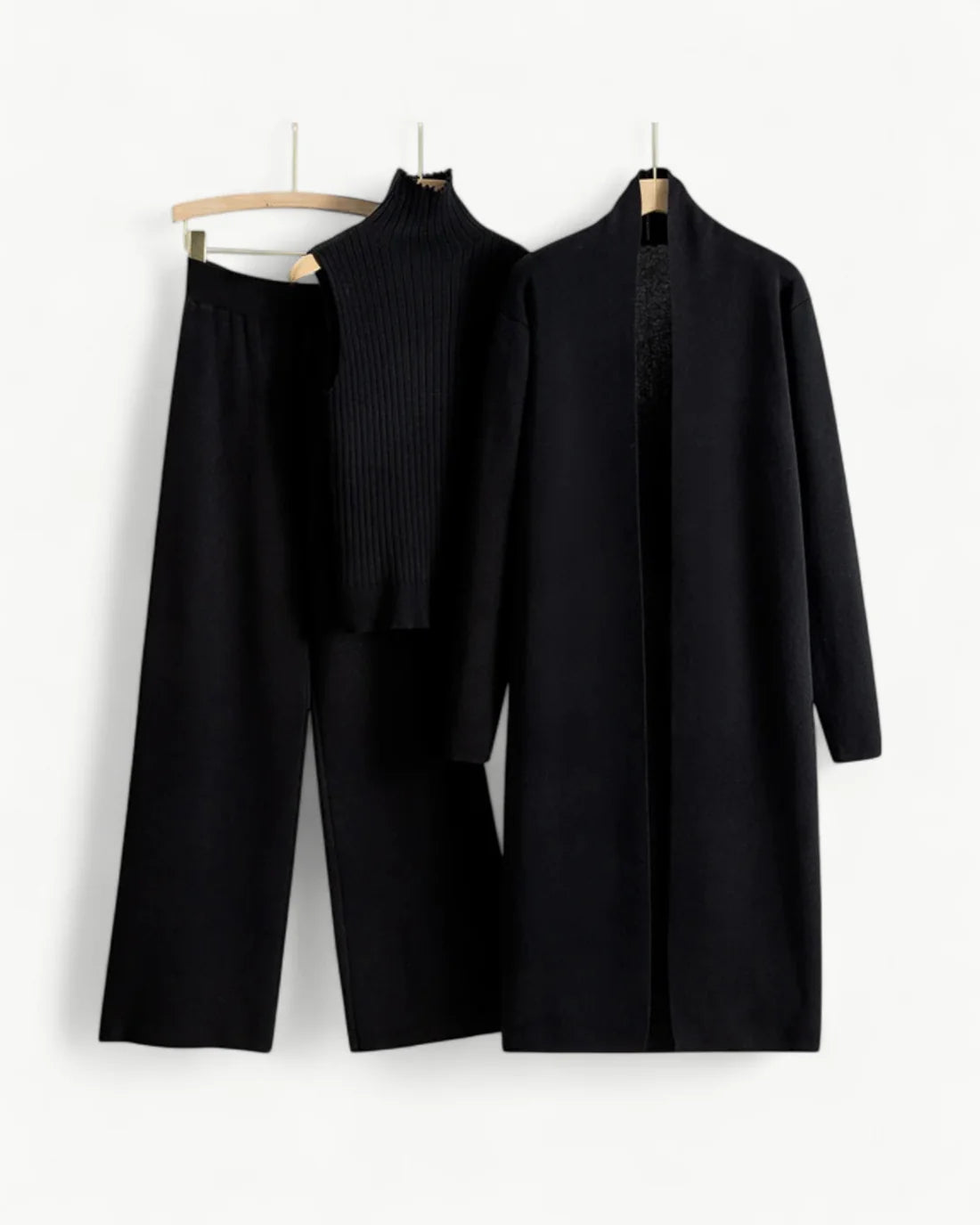 Turtle Neck Knit Tank 3-Piece Cardigan Set