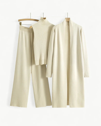 Turtle Neck Knit Tank 3-Piece Cardigan Set