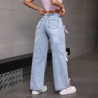Snowflake Bow Jeans - MYSTERYBOXS