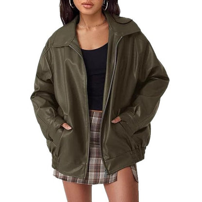 Women’s Oversized Faux Suede Moto Jacket