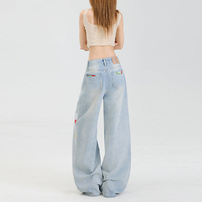 Geometric embroidered jeans - MYSTERYBOXS