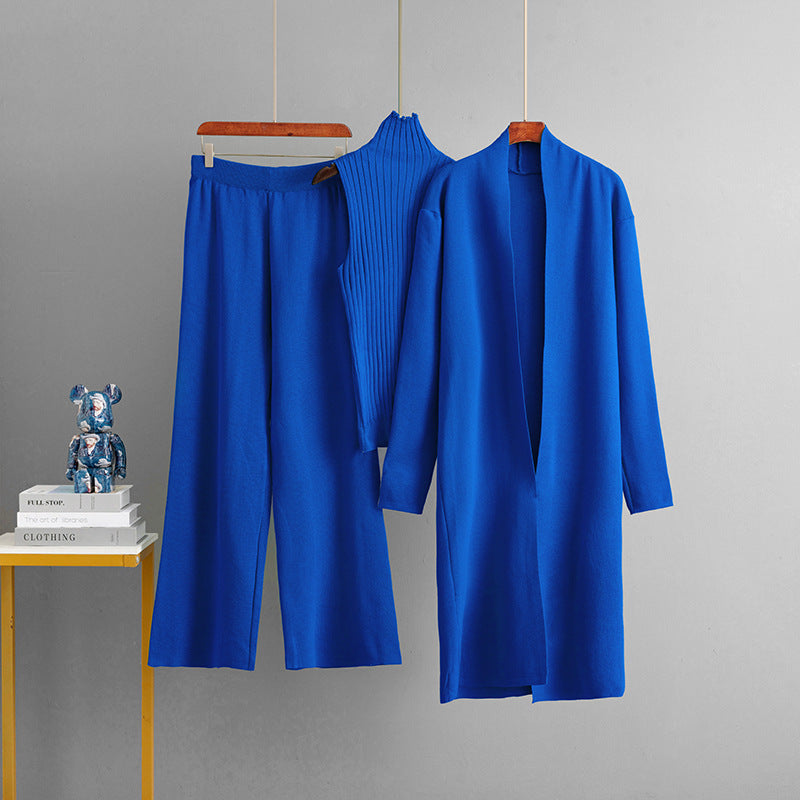 Turtle Neck Knit Tank 3-Piece Cardigan Set