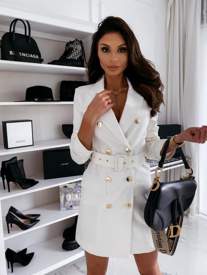 Elegant V-neck loose button-down jacket