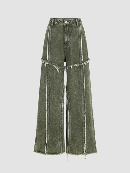 Raw edge panelled jeans - MYSTERYBOXS