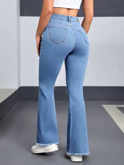 Heart pattern ripped jeans - MYSTERYBOXS
