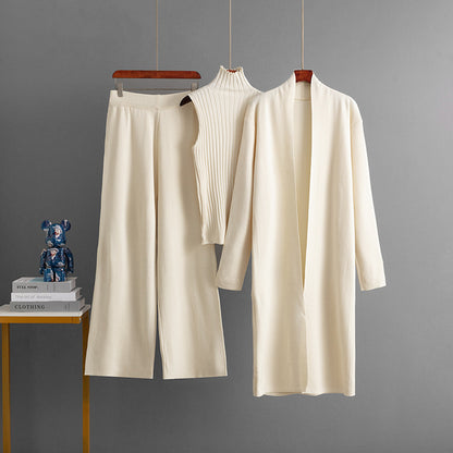 Turtle Neck Knit Tank 3-Piece Cardigan Set