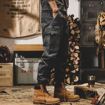 Men's workwear multi-pocket trousers, trendy loose casual functional cuffed trousers - MYSTERYBOXS