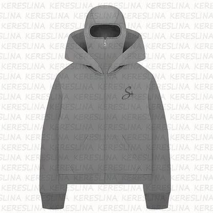 Ninja mask double hooded hooded sweatshirt with unique design - MYSTERYBOXS