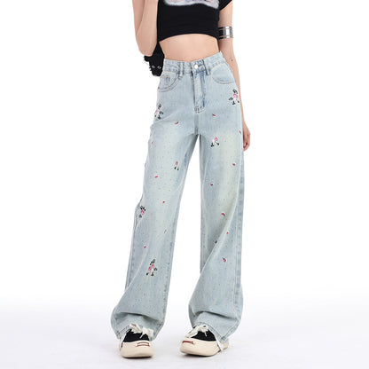 Embroidered diamond jeans - MYSTERYBOXS
