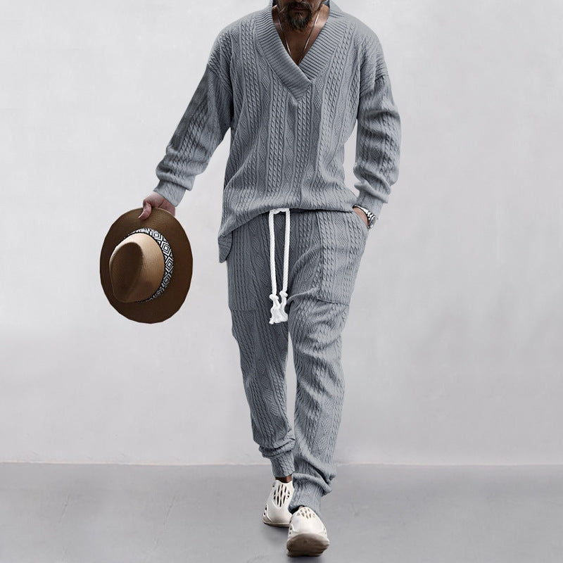 Men's V-Neck Jacquard Tracksuit