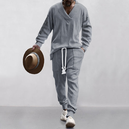 Men's V-Neck Jacquard Tracksuit