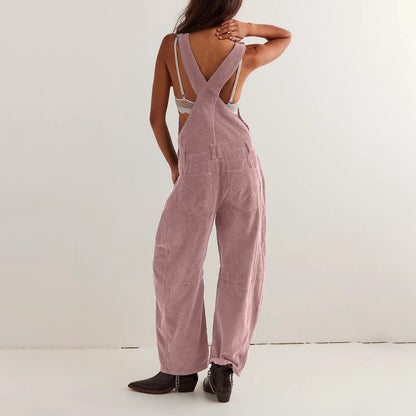 Adjustable corduroy jumpsuit with pockets