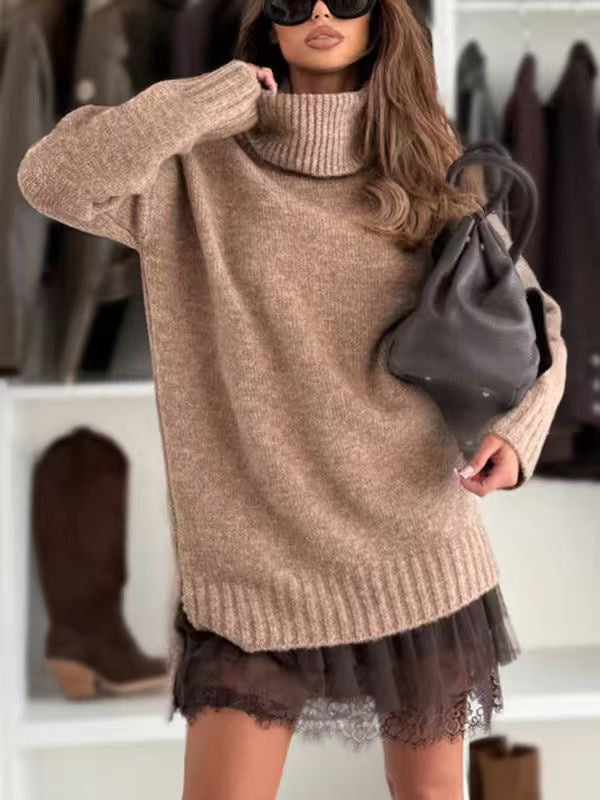 Stylish knit top and vest dress set