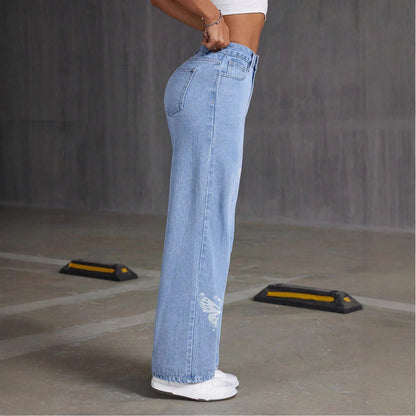 Rhinestone Butterfly Jeans - MYSTERYBOXS