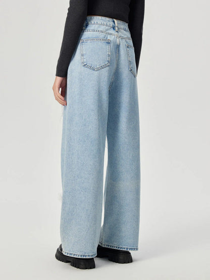 Denim trousers with 3D decoration - MYSTERYBOXS