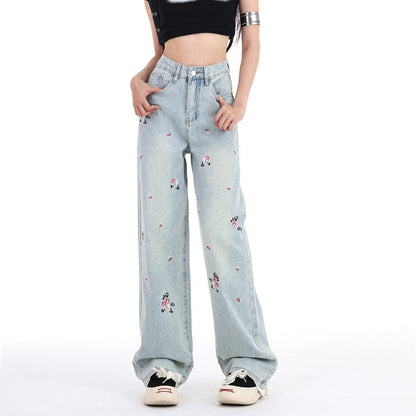 Embroidered diamond jeans - MYSTERYBOXS