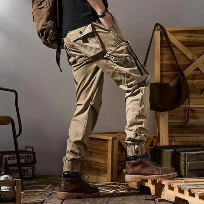 Men's workwear multi-pocket trousers, trendy loose casual functional cuffed trousers - MYSTERYBOXS