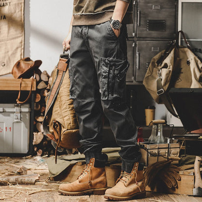 Men's workwear multi-pocket trousers, trendy loose casual functional cuffed trousers - MYSTERYBOXS