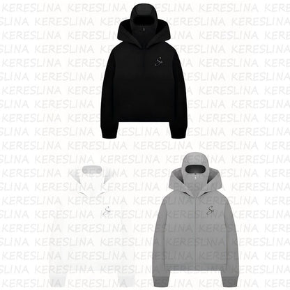 Ninja mask double hooded hooded sweatshirt with unique design - MYSTERYBOXS