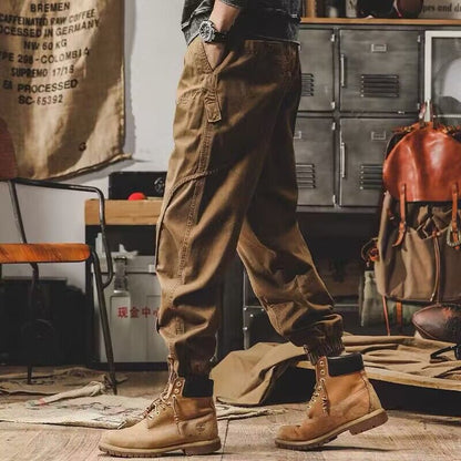 Men's workwear multi-pocket trousers, trendy loose casual functional cuffed trousers - MYSTERYBOXS
