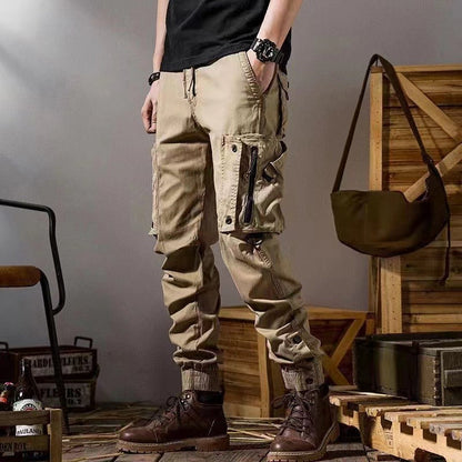 Men's workwear multi-pocket trousers, trendy loose casual functional cuffed trousers - MYSTERYBOXS