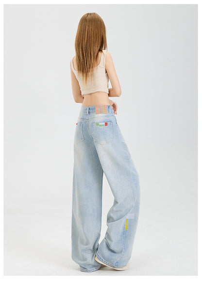 Geometric embroidered jeans - MYSTERYBOXS