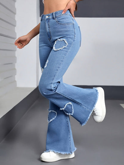 Heart pattern ripped jeans - MYSTERYBOXS