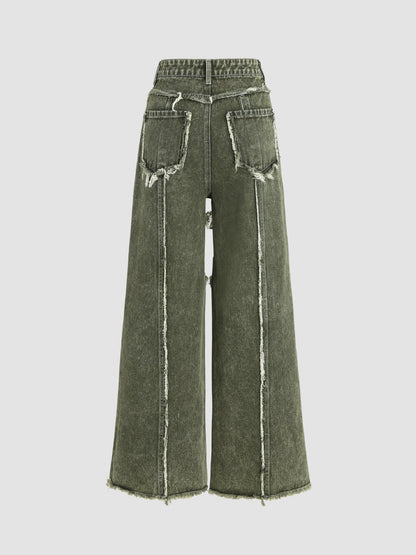 Raw edge panelled jeans - MYSTERYBOXS