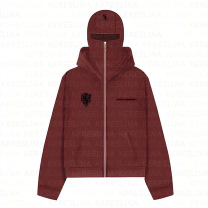 Ninja mask double hooded hooded sweatshirt with unique design - MYSTERYBOXS