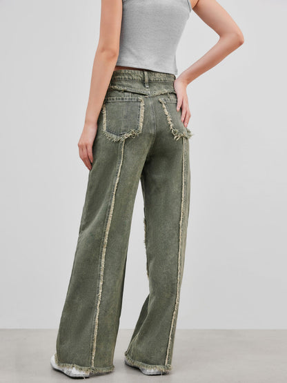Raw edge panelled jeans - MYSTERYBOXS