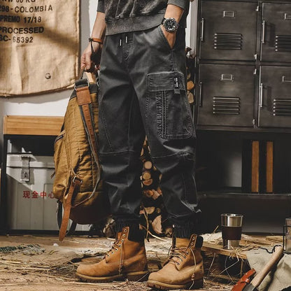 Men's workwear multi-pocket trousers, trendy loose casual functional cuffed trousers - MYSTERYBOXS