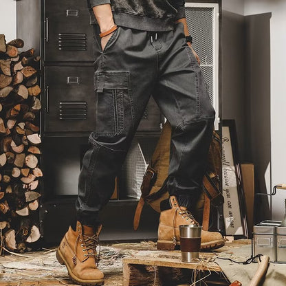 Men's workwear multi-pocket trousers, trendy loose casual functional cuffed trousers - MYSTERYBOXS