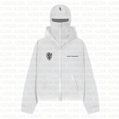 Ninja mask double hooded hooded sweatshirt with unique design - MYSTERYBOXS