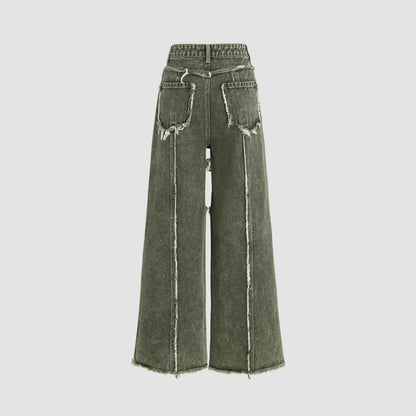 Raw edge panelled jeans - MYSTERYBOXS