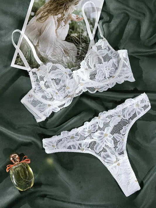 Pure White Embroidered Lingerie Set - MYSTERYBOXS