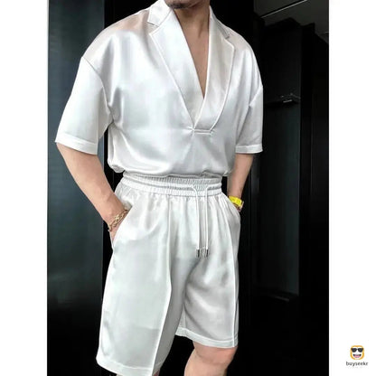 Cool & Confident — The V-Neck Lounge Set for Summer - MYSTERYBOXS