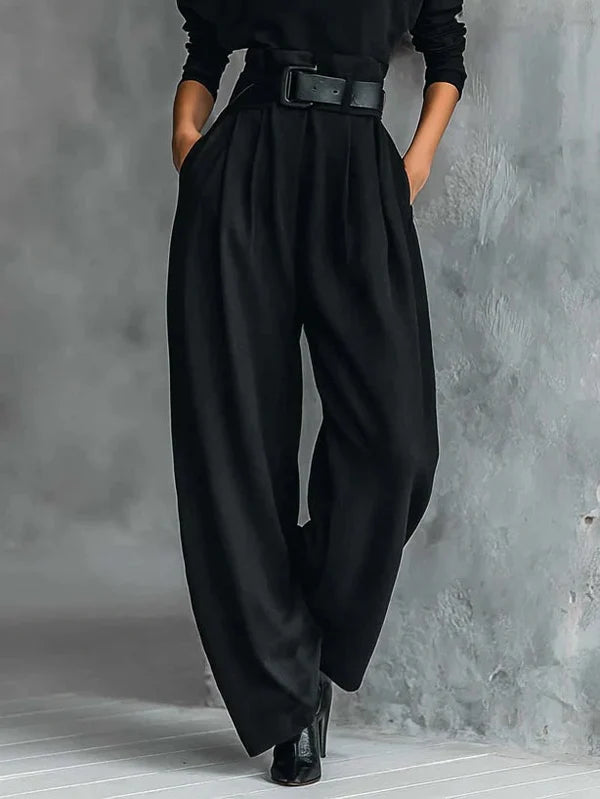 High-neck sweater and high-waisted straight-leg pants set - MYSTERYBOXS