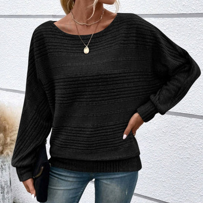 【Autumn and winter hot styles】Solid Round-Neck Striped Top with Long Sleeves