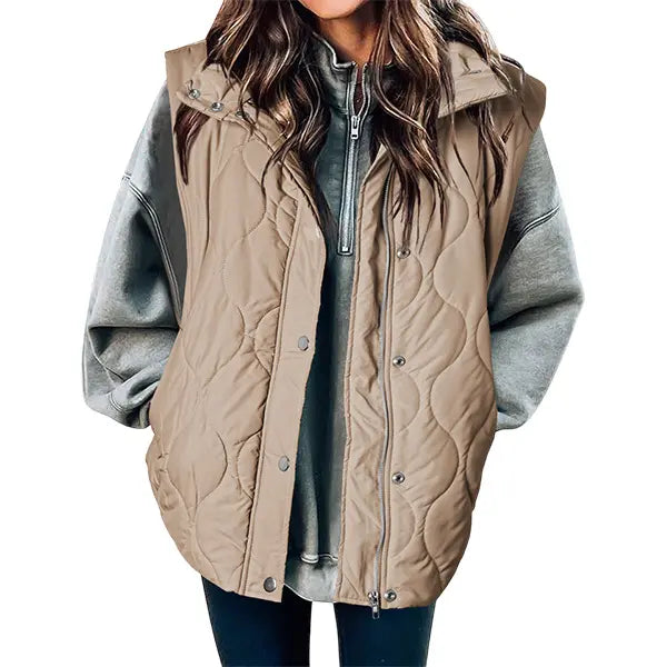 Stand-up collar sleeveless quilted jacket