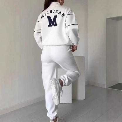 Letter zipper casual sports two-piece set