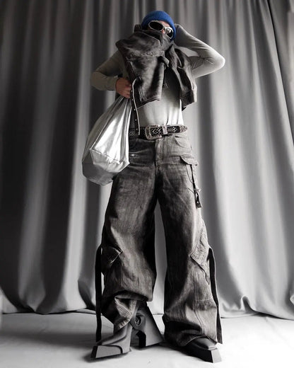 【25s Mar.】Vintage Denim Jacket  Baggy Cargo Pants - MYSTERYBOXS
