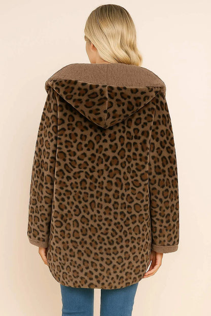 Leopard print hooded jacket