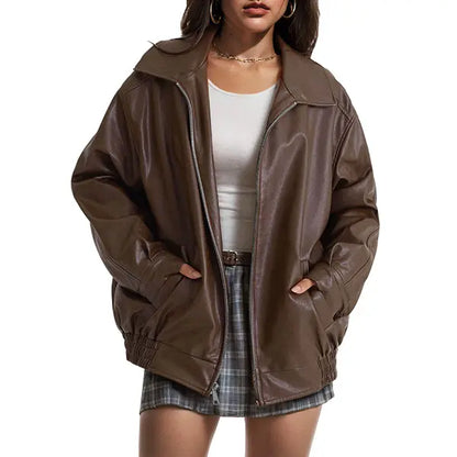 Women’s Oversized Faux Suede Moto Jacket