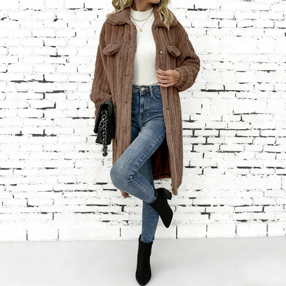 Autumn and winter collared long-sleeved fleece coat - MYSTERYBOXS