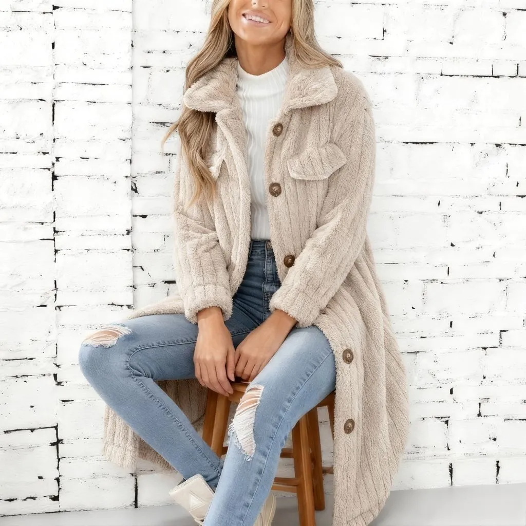 Autumn and winter collared long-sleeved fleece coat - MYSTERYBOXS